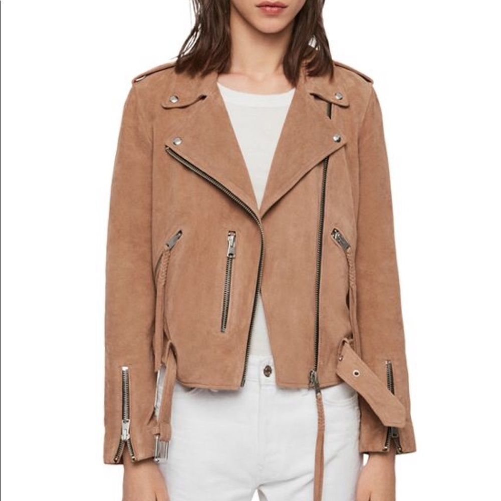 Allsaints Plait Balfern Suede Biker Jacket